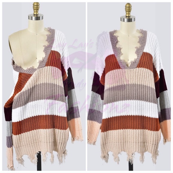 Tunic Multi Color Block Sweater - RUST - Picture 4 of 5